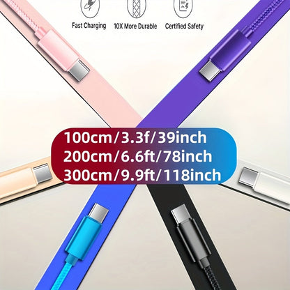 60W Fast Charging USB-C to Type-C Cable - Compatible with Samsung, MacBook, iPad & Xiaomi Devices