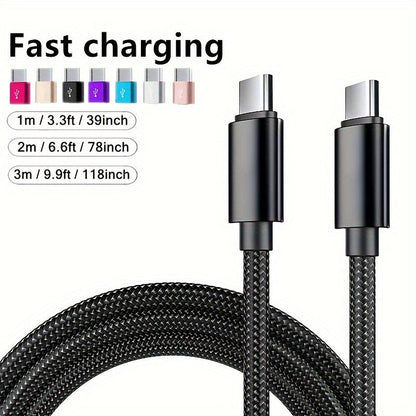 60W Fast Charging USB-C to Type-C Cable - Compatible with Samsung, MacBook, iPad & Xiaomi Devices